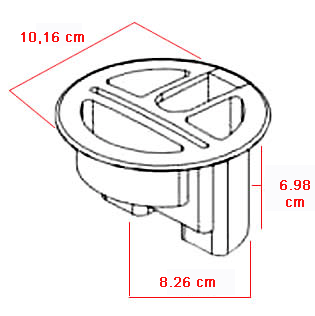 Dimensions du  Grommet avec espace de rangement