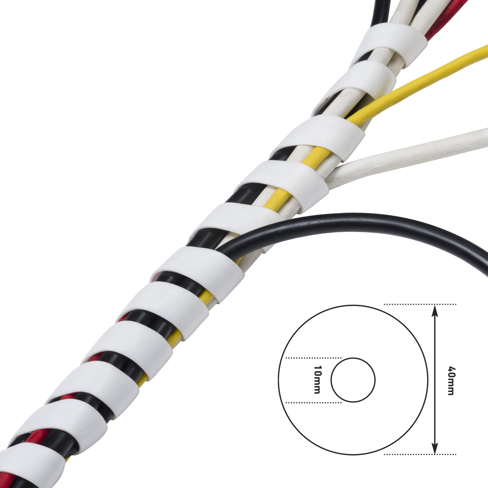 Gaine range-câbles en spirale Diall noir ø 9 à 80 mm x 2,5 m