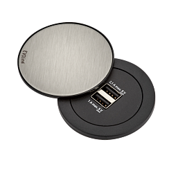 EVOline® One Noir/Couvercle Inox  - 2 chargeurs USB 1/ 2.1A  Alim 3m
